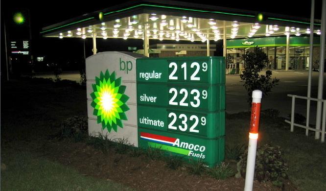 BP Amoco Fuels sign installation by Centerline Group